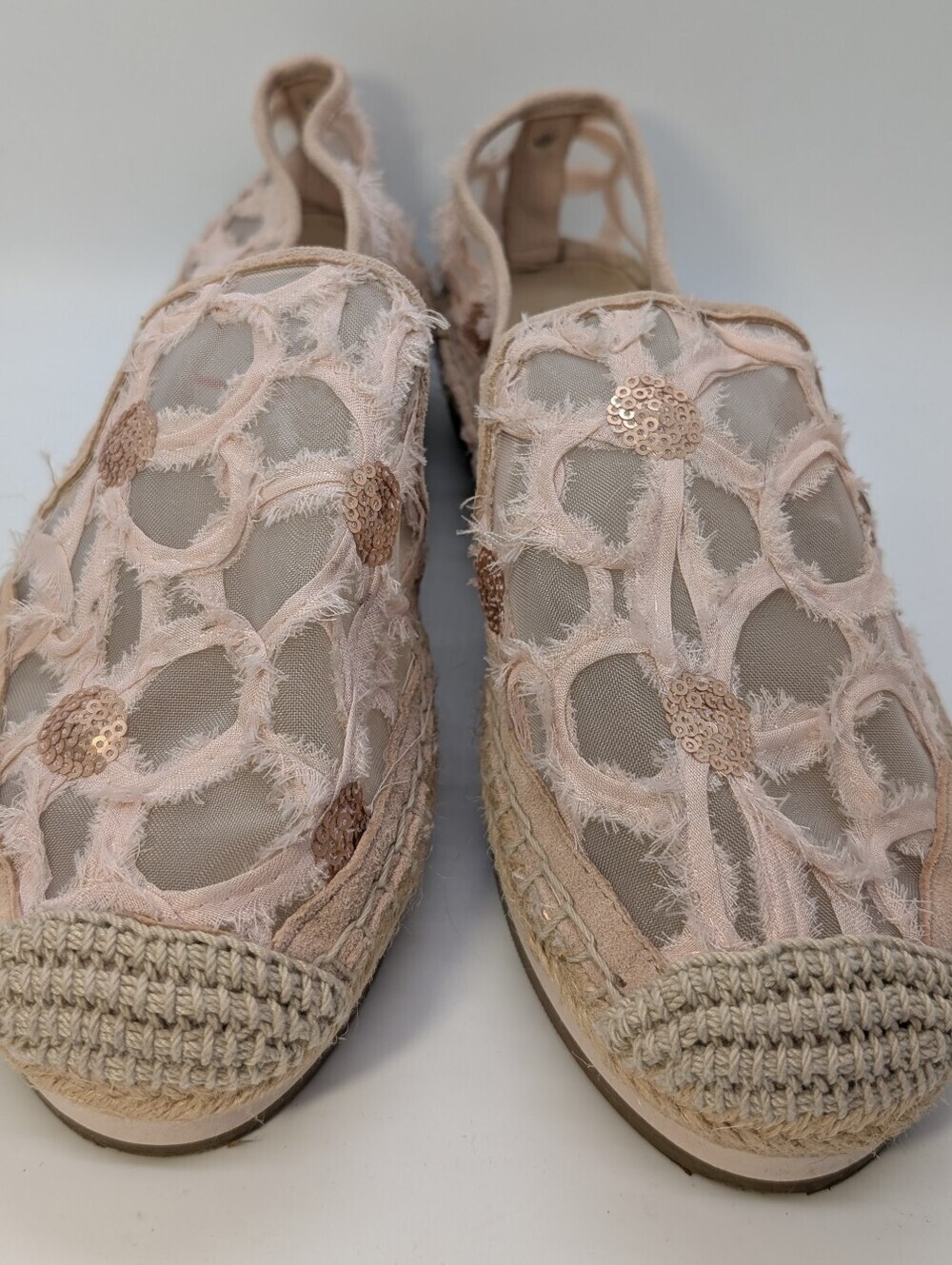 Botkier Blush/Floral Mesh & Sequin Espadrille Slip-Ons Size 8M - Picture 7 of 13
